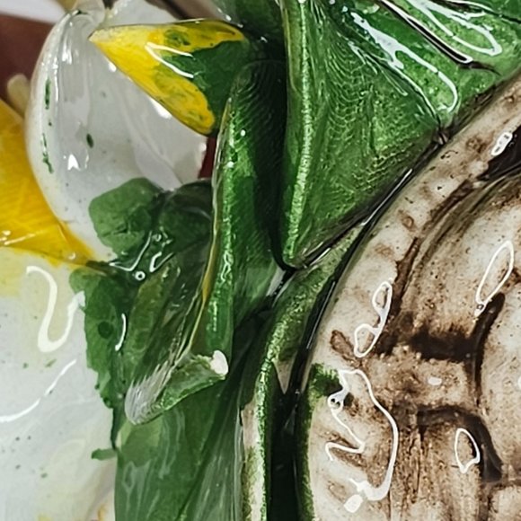 Vintage Nuova Capodimonte Yellow Porcelain Rose Flower Basket Italy *Chipped - Picture 10 of 12